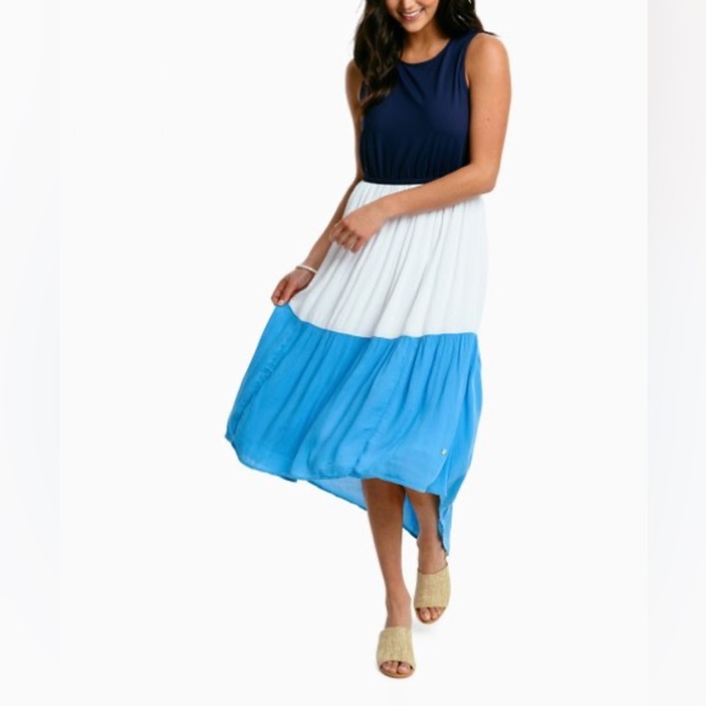 SOUTHERN TIDE Boat Blue Color Block Sailer Sleeveless Hi-Low Dress - Women
